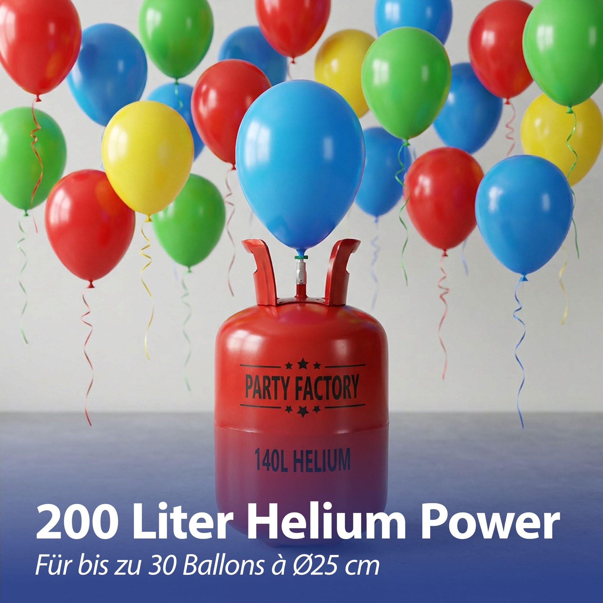 Helium-Gasflasche Für Luftballons – 200L Für Ca. 30 Ballons, Inkl. Füllventil