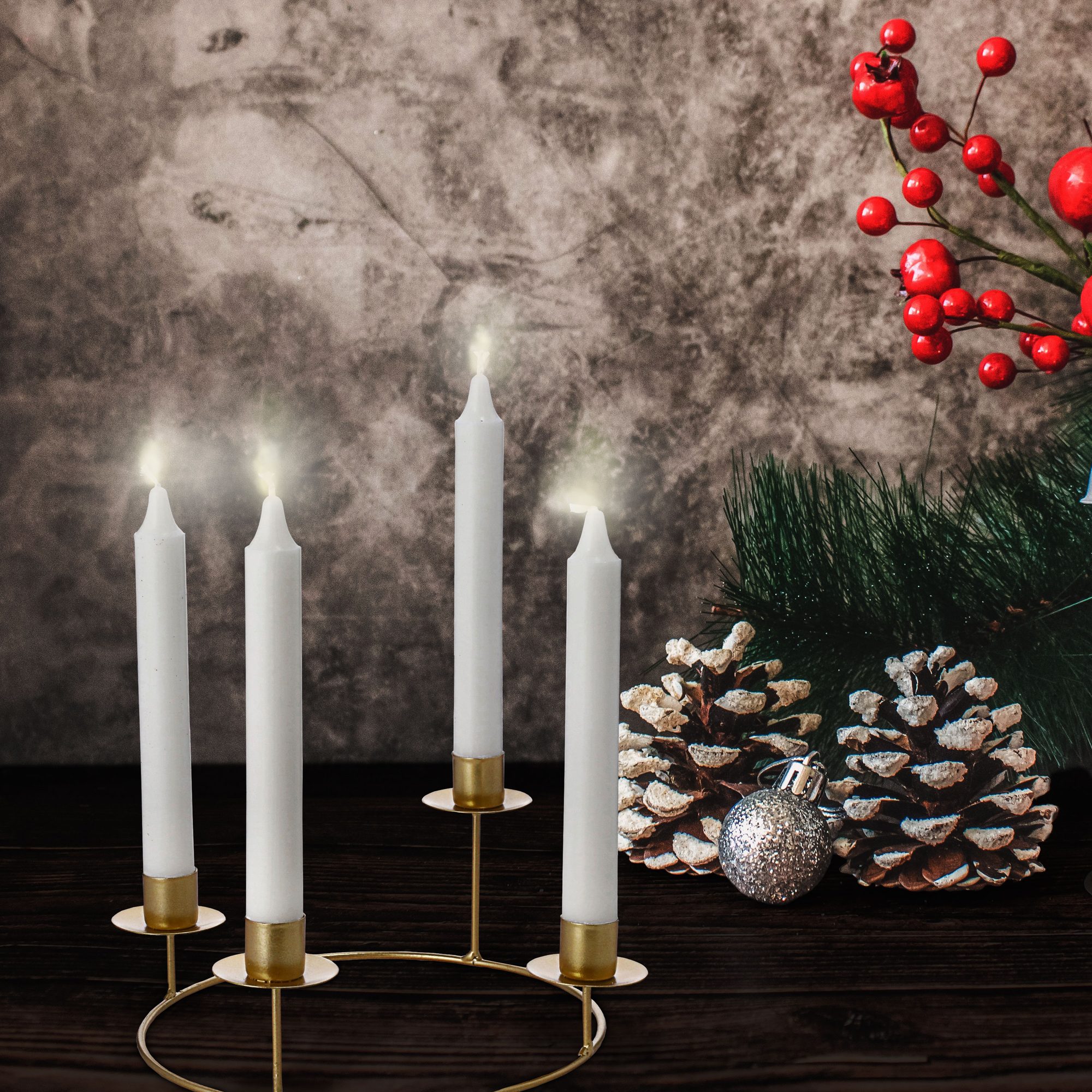 8 Stück Adventskranz-Kerzenhalter Aus Metall – Schwarz, 11 Cm Lang, Für Kerzen Bis 2,5 Cm Durchmesser, DIY-Deko